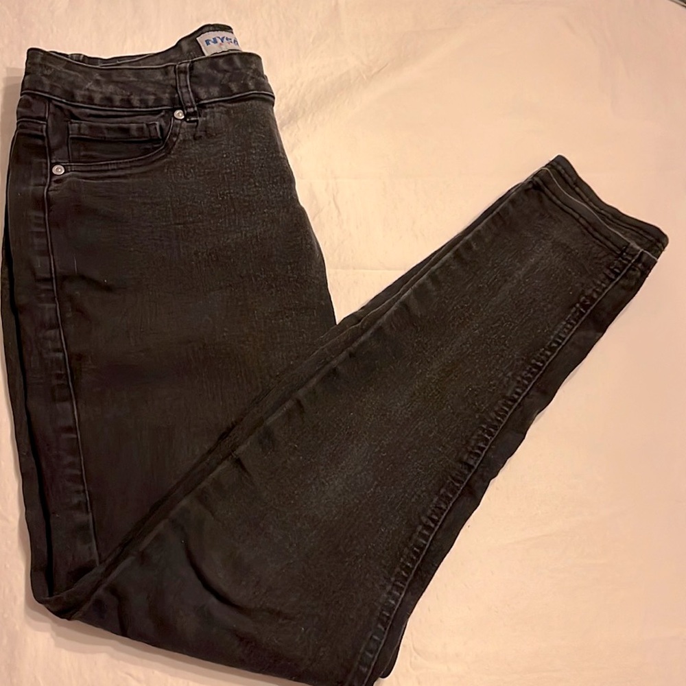 Nygard Slims Washed Black Faux-Fly Stretch Skinny Jeans Women’s Size 8